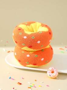 1 Pair Novelty Creative Fun Donut Shaped Mid-Calf Casual Socks, Gift For Men/Women, Imaginative Realistic Donut Design, Unique Gift Item, Suitable For Christmas/Halloween/Carnival/Back To School/Teacher's Day/Valentine's Day/Thanksgiving Gifts, Suitable For Home Relaxation/Office Daily/Short Vacation/Theme Party/Friends & Family Birthday/Wedding Favors/Family Gathering Gifts - Multicolor - View 6