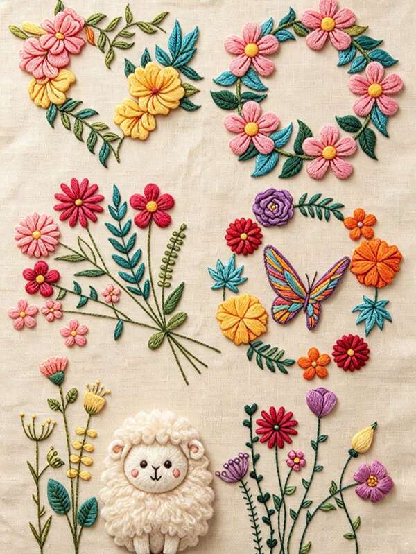 Pre-Printed Self-Adhesive Non-Woven Fabric Stabilizer, Suitable For Beginner DIY Sewing And Knitting Crafts, Floral Water-Soluble Embroidery Pattern Stabilizer, Applicable For Handmade Sewing