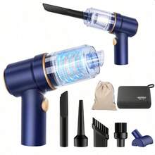 手持式車用吸塵器，吸塵器與吹風機，高功率手持吸塵器附 LED 燈與多種吸頭，適用於汽車、居家、辦公室、寵物 - 無線 - 查看 12