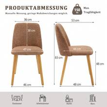 Goeurvant Modern Ergonomic Dining Chair With Curved Backrest - Set Of 2 / Set Of 4 / Set Of 6 - Brown/Chenille - View 12