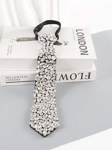 Light Luxury Colorful Gemstone Rhinestone Bowknot, Versatile Women's Preppy Style Fashion Bow Accessory, Suitable For JK Uniform And Personalized Necktie - Black - View 8
