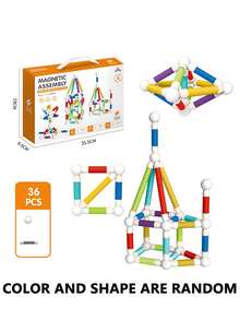 Juego de varillas magnéticas divertido, juguete educativo extensible para niños, juego de ensamblaje de bloques de construcción magnéticos - Multicolor - Ver 10
