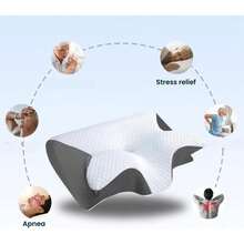 Ergonomic Cervical Pillow, Neck Support Pillow, Double-Sided Neck Pillow, Suitable For Bedroom Home Bedding, 2-In-1 Ergonomic Sleep Neck Support, Suitable For Side, Back, And Stomach Sleepers, Conforms To Body Contour Support, Provides Better Sleep - Grey - View 5