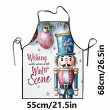 1pc Christmas Santa Claus, Christmas Bell, Christmas Snowflake, Christmas Reindeer, Christmas Tree, Christmas Snowman, Christmas Penguin, Christmas Cartoon Animal Pattern Chef Apron, Apron, Suitable For Home Decor And Kitchen Use. Made Of 100% Polyester Material, Designed As Sleeveless Style, Perfect For Home Kitchen, Outdoor BBQ Cooking. This Printed Apron Is Unisex, Machine Washable And Reusable, A Kitchen Essential - Multicolor - View 10