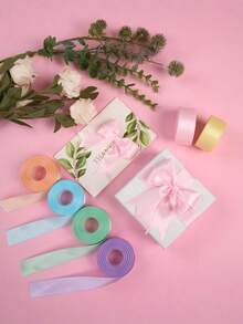 6捲馬卡龍彩虹色緞面絲帶套組，0.39英吋（或0.98英吋），30碼，雙面布料，適用於禮物包裝、髮飾蝴蝶結、花束、生日、婚禮、派對裝飾與DIY手工藝 - 馬卡龍色 - 查看 5