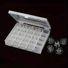 25pcs Transparent Plastic Sewing Machine Spool Set, Includes 1 Transparent Storage Box, Used For Storing Handmade And Sewing Materials, As Well As Storing And Transporting Artworks, Suitable For Sewing And Embroidery, Handmade Accessories Spool Rack, Sewing Accessories - Multiple Styles - View 8
