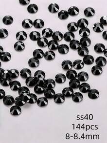 1440pcs/Black Crystal Hot-Melt Flat-Back Rhinestones, Multi-Size Round Crystal Rhinestones, Shiny Adhesive Rhinestones, Suitable For Nail Art, Phone Cases, Shoes, Clothing, Handmade DIY Decoration - Black - View 6