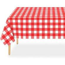 1/3pcs Red Plaid Tablecloth, 54 X 108 Inches, Red And White Checkered Tablecloth, Plastic Tablecloth, Disposable Picnic Tablecloth, Suitable For Rectangular Tables, Christmas Party Supplies - Multicolor - View 8