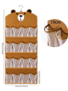 1pc Door Hanging Shoe Organizer Brown Bear Pattern Multi-Pocket 16-Slot Felt Mesh Door-Mounted Shoe Rack Sturdy Closet Storage Space-Saving Shoe Storage Rack Suitable For Apartment Dorm Room Organization Holiday Season Gift - View 10