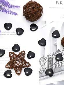Heart-Shaped Obsidian 20 Carved Palm Stone - Polished Love Shaped Gemstone - Trouble Stone - Suitable For Gift, Home, Decoration - Black Heart 20pcs - View 6