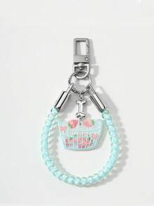 1pc Sweet Fresh Strawberry Bow Leopard Print Flower Elastic Rope Keychain Bag Pendant - Multicolor - View 11