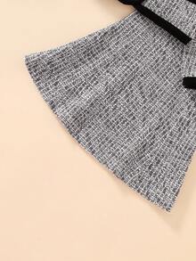 Girls French Style Tweed Short Cardigan & A-Line Pinafore Dress 2 Pieces Set, Party Casual, Spring/Autumn - Pink - View 6