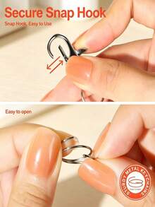30/60pcs Key Rings And Key Chain Swivel Clasps, Outdoor Key Chain, Fish Mouth Rotating Hook, Suitable For DIY Crafts, Handbags, Luggage And Backpack Accessories - Keychain + Double Ring - View 3