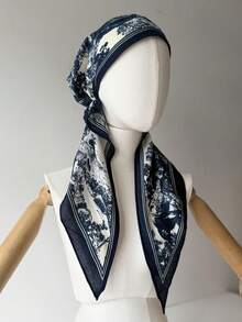 Women Multi Use Vintage Print Headscarf Hooded Hair Wrap Neck Scarf Soft Casual Accessory For Outdoor Travel Daily Wear - Multicolor - View 1