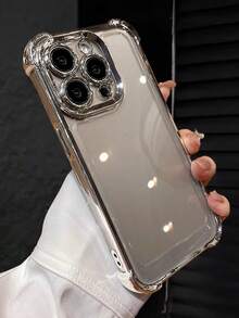 MewTrek Luxury Electroplated Transparent Phone Case, New Fashion Silicone Shockproof Protective Soft Shell, Compatible With IPhone, Galaxy, Honor Reno, Men/Women 2026 - Silver - View 3