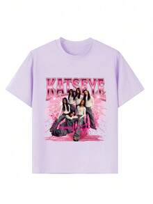 Tween Girl Casual Fun Print Crew Neck Pullover Short Sleeve T-Shirt Summer Top - Mauve Purple - View 2