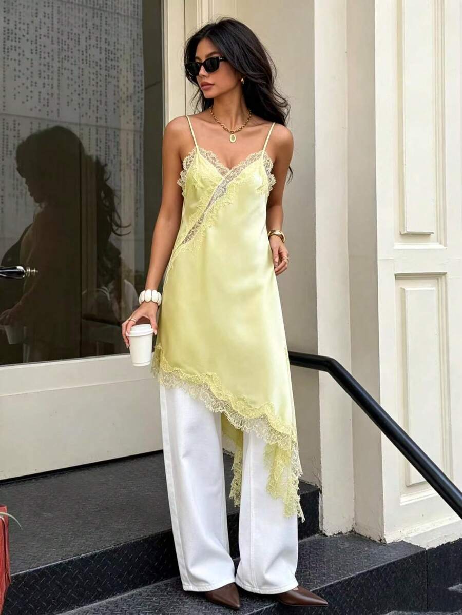 Seelio 夏季新款女装性感不对称蕾丝连衣裙，欧美风格