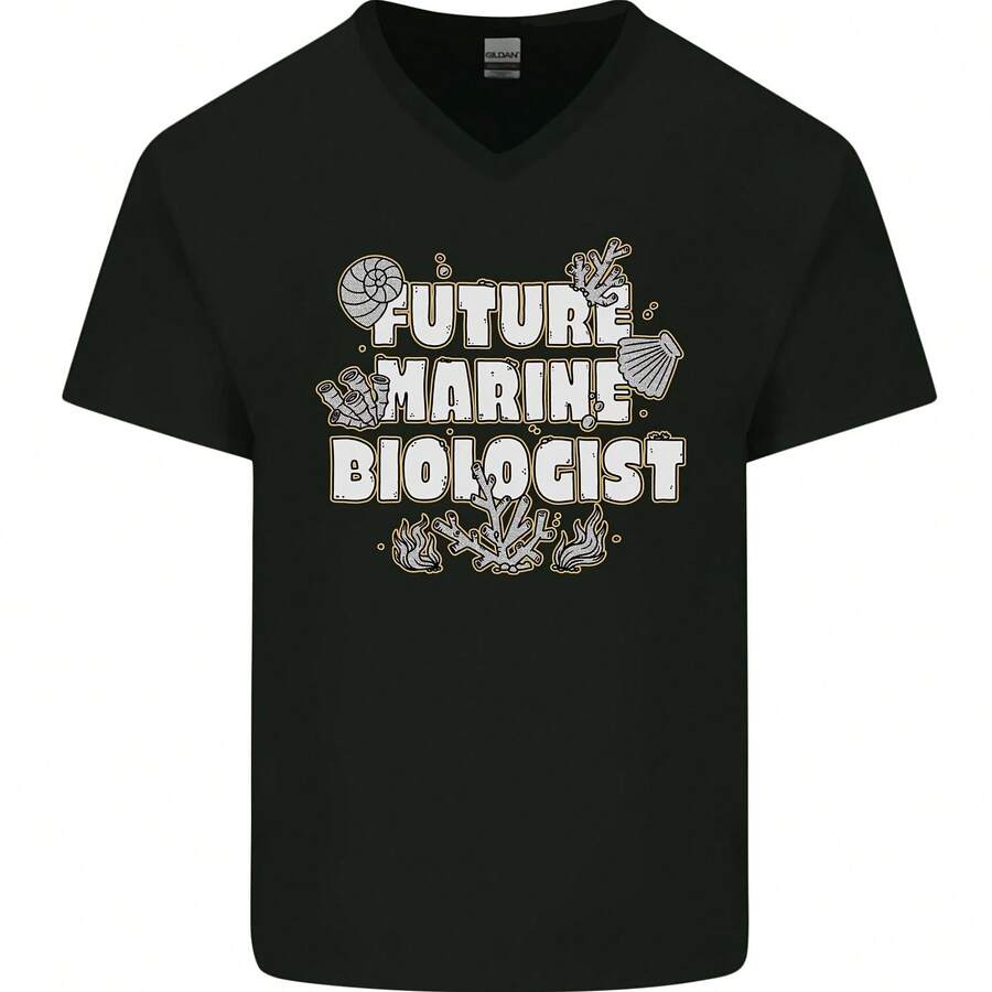 Future Marine Biologist Men's V-Neck Cotton T-Shirt- - 款式 - 查看 1