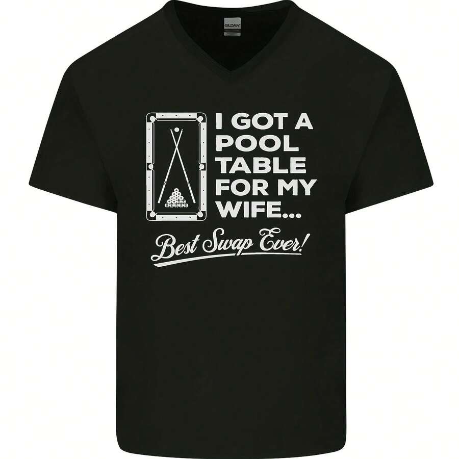 A Pool Cue For My Wife Best Swap Ever! Mens V Neck Cotton- - 款式 - 查看 1