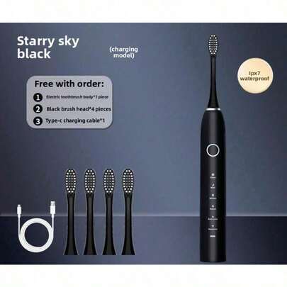 Electric Toothbrush Flagship Store Adult Automatic Men's Women's Student Party Couple Suit Waterproof, With 4 Brush Heads