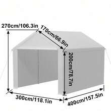 Carport Lagerzelt 3x6m Grau, verzinktes Stahlgestell, wasserdichte PE Plane, UV-Schutz, Seitenwände - Weiß 3*4m - Übersicht 2