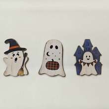 Best-Selling Halloween Wooden Decor Ghost Pumpkin Owl Skeleton Display Ornament - B - View 6