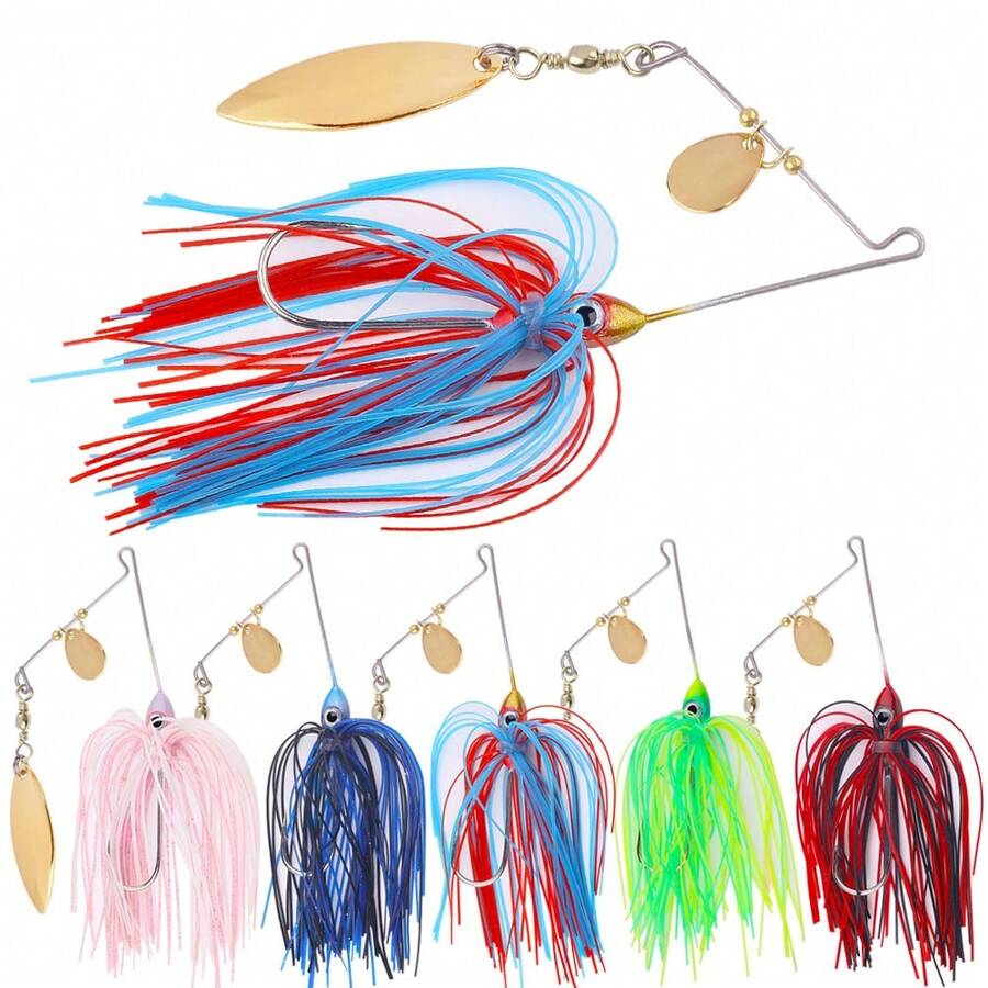 Hengjia 1pc 11g Fishing Spinner Lure, Metal Spoon-Shaped Lead Head Rotating Spinner Bait, Swimming Lure For Bass - Multicolor - View 1