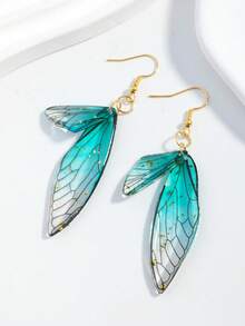 1 Pair Fashionable Minimalist Resin Butterfly Wing Earrings, Handmade Fairy Butterfly Wing Jewelry, Gold Exaggerated Earrings, Birthday/Valentine's Day/Mother's Day Gift (Card Not Included) - A - View 8