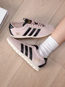 女款休閒鞋 Adidas ANFU 輕量日常舒適休閒鞋復古薄底 T 型鞋頭鞋款 KJ3955 - 淺粉/黑色/乳白色 - 查看 3