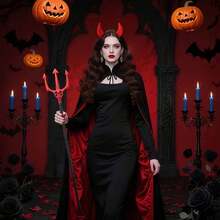 Set Kostum Vampir Setan Gotik 3 Potong, Cocok untuk Halloween, Zombie, Malaikat Maut, Pesta Bertema Peran Setan, Unisex - MultiWarna - View 5