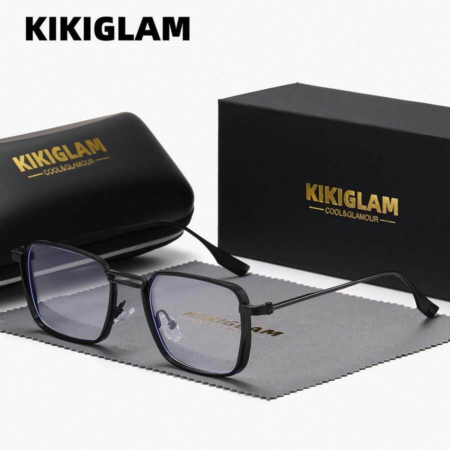 KIKIGLAM Unisex Bookish Superior Craftsmanship Literary Full Frame Exquisite Elegant Square Plano Glasses - Multicolor - View 1