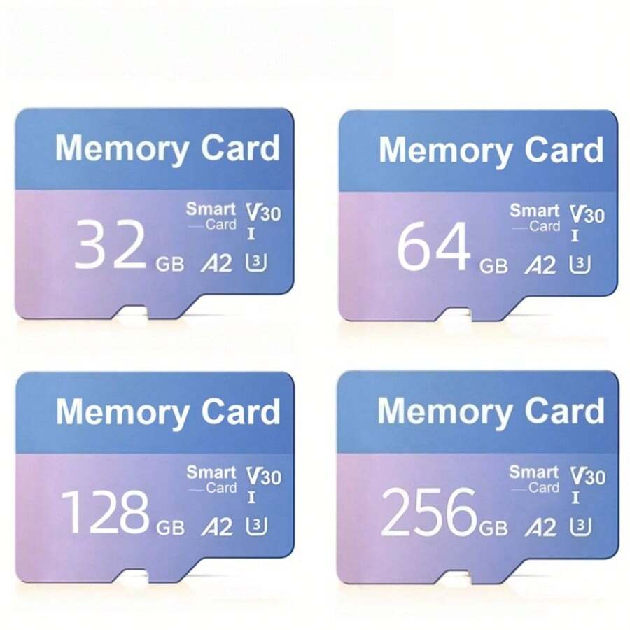 1pc Memory Card 256GB/128GB/64GB/32GB, Small Capacity TF Flash Card, Suitable For Tablet/Camera/Phone/Laptop/Desktop/Car Audio/Game Console/Audio Device - Securely Store Your Files - Blue-purple - View 1