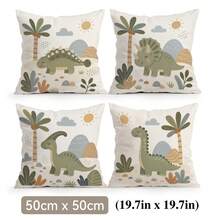 Childhood Dinosaur Tree Pattern Pillowcase, No Insert, Single-Sided Print Pillowcase, Suitable For Living Room Bedroom Home Decor, All-Season Pillowcase - Multicolor - View 10