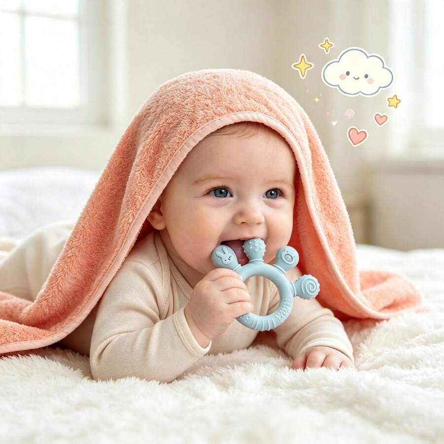 Hand-Shaped Baby Teether Silicone Anti-Hand Biting Teething Toy For Infants And Toddlers - Multicolor - View 1