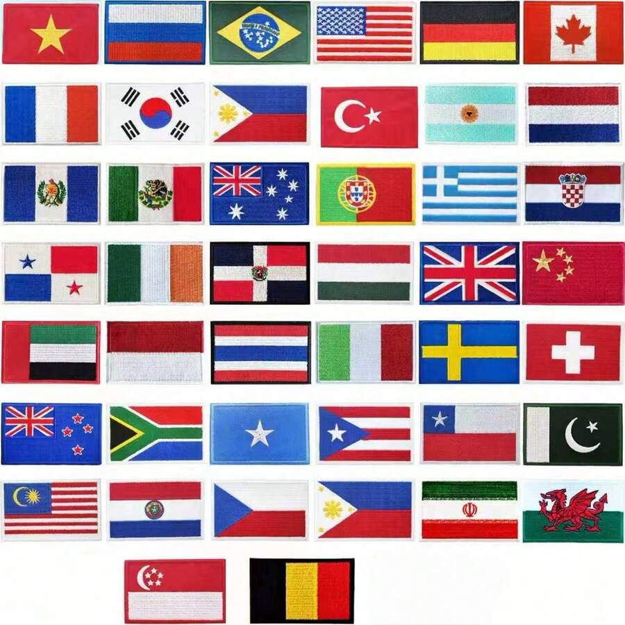 1pc 8*5cm World Flags Embroidered Patch (Suitable For Americas, Europe, Asia And More Countries) National Flag Embroidery Fabric Patch Hot Melt Glue Morale Badge Patch - Multicolor - View 1