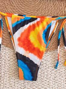 Spring/Summer New Colorful Printed Bikini Set, Halter Tie Design, Beach Vacation, Date, Party - Multicolor - View 6
