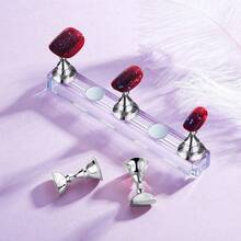 2 Sets/1 Set Magnetic Press-Type Acrylic Nail Display Stand For Painting Art Fake Nails, Manicure Tools Home DIY Salon Supplies, Nail Display Rack, Nail Holder Set (Base Only), Nail Holder With Clips, Nail Practice Hand Tray, Pre-Colored Nail Holder, Nail Display Rack, Home Manicure Salon Beginner Set (Silver) Magnetic Nail Polish Rack, Manicure Salon Equipment & Decor, For Nail Display And Practice, Travel Essential, Mother's Day Gift - Silver - View 9