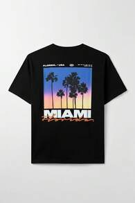 camiseta miami, camiseta de hombre, atuendos de verano, streetwear, top de algodón, camiseta de mujer, camiseta holgada blanca, top negro, regalo para hombre - Negro 1 - Ver 5