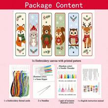 Set Pembatas Buku Sulaman Silang Hewan Hutan Natal yang Nyaman dan Menyejukkan, 6 Buah, Kit Bahan Lengkap DIY Kerajinan Tangan untuk Pemula dengan Gunting, Alat Pemasang Benang, dan Buku Panduan, Hadiah Kenang-kenangan Liburan Hewan yang Lucu - beraneka warna - View 4