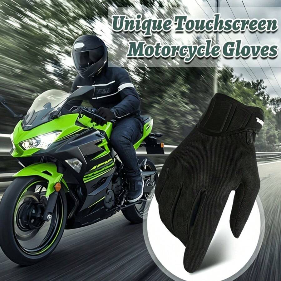 RIGWARL 1 Pair Sports Outdoor Motorcycle Bicycle Riding Gloves, Two-Finger Design, Breathable And Comfortable - Black - View 1