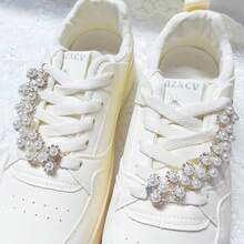 2pcs Silver Beaded Chain Accessories, Elegant Series White Sneakers Decoration, Flat Shoes Buckle, DIY Gift For Girlfriend - Silver - View 5