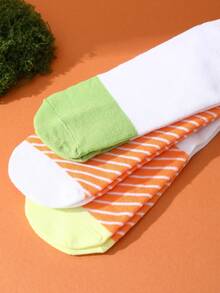 4 Pairs Whimsical & Funny Sushi-Shaped Mid-Calf Casual Socks, Gift For Men/Women, Creative Realistic Sushi Design, Unique Gift Item, Suitable For Christmas/Halloween/Day Of The Dead/Labor Day/St. Patrick's Day/Father's Day/Easter Gifts, Suitable For Home Relaxation/Family Gatherings/Short Trips/Themed Parties/Friends & Family Birthdays/Couple Anniversaries/Date Outings - Multicolor - View 10