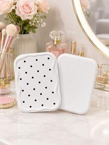 Cermin Rias Lipat Mini Portabel Motif Polkadot Baru dengan Sisir, Putih dengan Desain Tempat Sisir, Dihiasi dengan Pola Polkadot; Cocok untuk Perjalanan dan Penggunaan Sehari-hari; Cermin Rias Lipat Meja Persegi Panjang Gaya Minimalis, Perlengkapan Penting untuk Kembali ke Sekolah, Musim Kembali ke Sekolah, Hadiah untuk Teman, Keluarga, dan Guru - MultiWarna - View 7