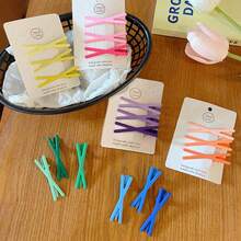 3/21pcs Candy Color Matte Hair Clips, Korean Style Minimalist Small Hair Clips, X-Shaped Hair Clips - Multicolor - View 5