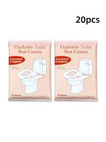20/80pcs Disposable Toilet Seat Covers, Water-Soluble Paper Toilet Seat Pads For Travel, Business Trip, Commute, Hotel, Portable And Convenient - View 9