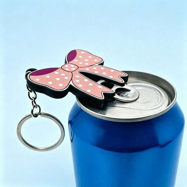 2/1pc Cute Bow Gift Can Opener Keychain, Portable Soda Beer Easy Pull Tab Removal Tool, Mini Beverage Bottle Opener Bag Charm, Suitable For Camping Garden Home Kitchen Back To School Autumn Decoration, Gift For Girls Friends Family Lovers