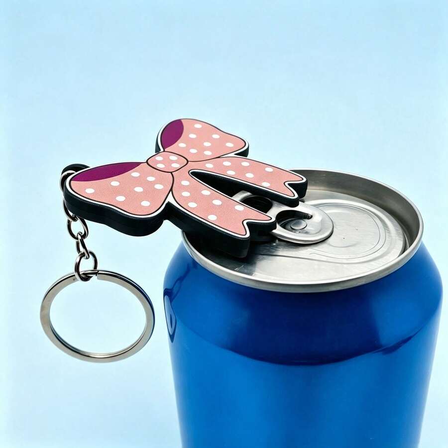 2/1pc Cute Bow Gift Can Opener Keychain, Portable Soda Beer Easy Pull Tab Removal Tool, Mini Beverage Bottle Opener Bag Charm, Suitable For Camping Garden Home Kitchen Back To School Autumn Decoration, Gift For Girls Friends Family Lovers