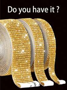 1 Yard Self-Adhesive Bling Crystal Rhinestone Diamond Ribbon, Christmas Decoration Rhinestone Sequin Sticker, DIY Car Computer Vanity Handmade, Wedding Party Decorative Sticker Packaging Roll, 2mm Rhinestone Craft (Red/Silver/Pink/Gold) - 1 Piece 12 Rows - View 9