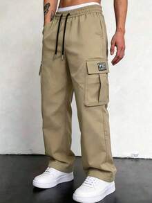 Men's Casual Loose Outdoor Sports Straight Leg Pants Fall - Khaki - View 4