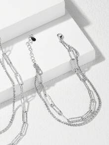 SYMFNY Women's 925 Sterling Silver Double Strand Bracelet, Unique Design, Shiny Bracelet, Birthday Gift For Best Friend - Silver - View 3